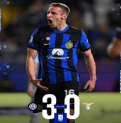 国米2-0擒下拉齐奥捧杯劳塔罗制胜